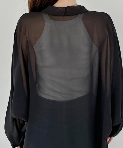 セール】エアリーな透け感が大人可愛い! シフォン ボリュームスリーブ