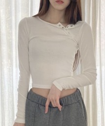 斜めヘンリーネックロンT