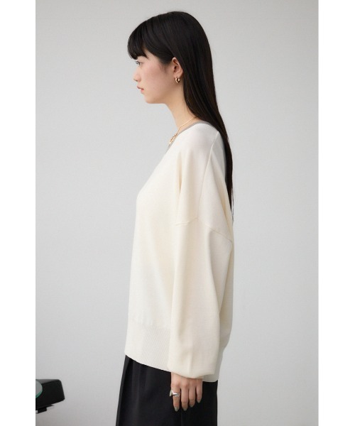 AZUL by moussy（アズールバイマウジー）の「ショルダーバイカラーニット（ニット/セーター・レディース・ブルー系その他/ピンク/ピンク系その他/アイボリー・FREE）」の6枚目の写真