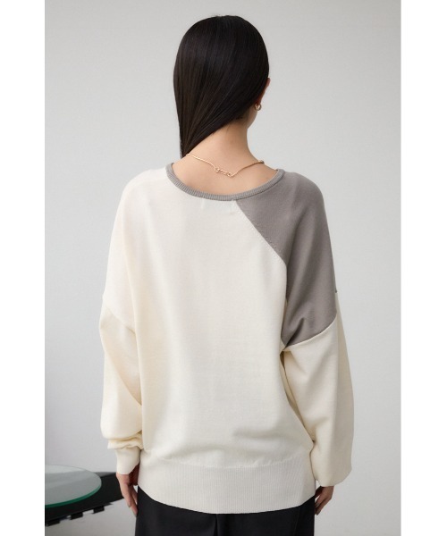 AZUL by moussy（アズールバイマウジー）の「ショルダーバイカラーニット（ニット/セーター・レディース・ブルー系その他/ピンク/ピンク系その他/アイボリー・FREE）」の7枚目の写真