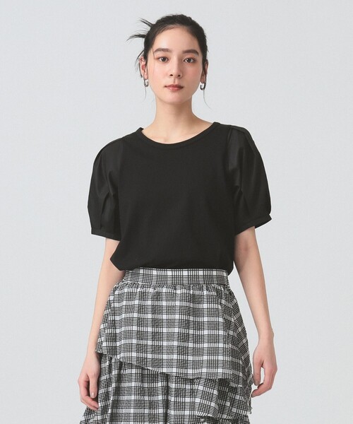 Ray BEAMS（レイビームス）の「スリット パフスリーブ Tシャツ [洗える]（Tシャツ/カットソー・レディース・ホワイト/ブラック/クリーム・ONE SIZE）」の2枚目の写真