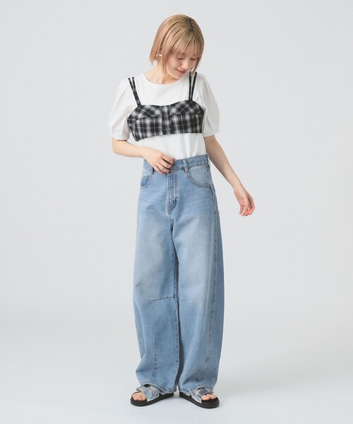 Ray BEAMS（レイビームス）の「スリット パフスリーブ Tシャツ [洗える]（Tシャツ/カットソー・レディース・ホワイト/ブラック/クリーム・ONE SIZE）」の4枚目の写真