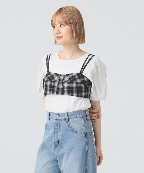 Ray BEAMS（レイビームス）の「スリット パフスリーブ Tシャツ [洗える]（Tシャツ/カットソー・レディース・ホワイト/ブラック/クリーム・ONE SIZE）」の5枚目の写真