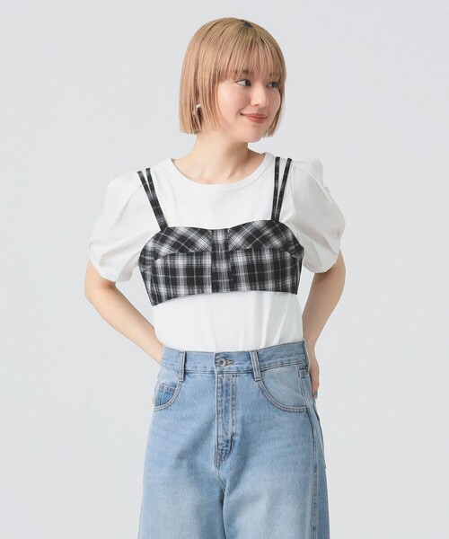 Ray BEAMS（レイビームス）の「スリット パフスリーブ Tシャツ [洗える]（Tシャツ/カットソー・レディース・ホワイト/ブラック/クリーム・ONE SIZE）」の6枚目の写真
