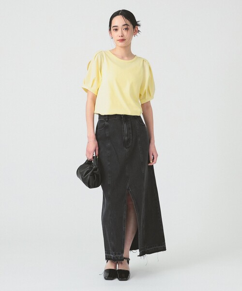 Ray BEAMS（レイビームス）の「スリット パフスリーブ Tシャツ [洗える]（Tシャツ/カットソー・レディース・ホワイト/ブラック/クリーム・ONE SIZE）」の12枚目の写真
