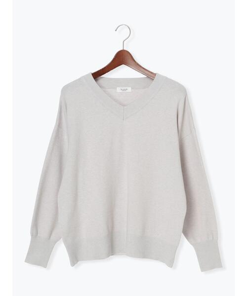 Te chichi TERRASSE（テチチテラス）の「総針Vネックニット（ニット/セーター・レディース・オフホワイト/ピンク/グレー・F）」の10枚目の写真