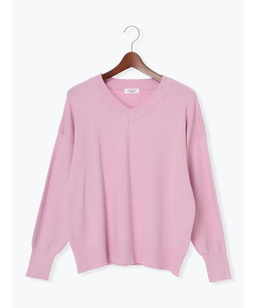 Te chichi TERRASSE（テチチテラス）の「総針Vネックニット（ニット/セーター・レディース・オフホワイト/ピンク/グレー・F）」の11枚目の写真