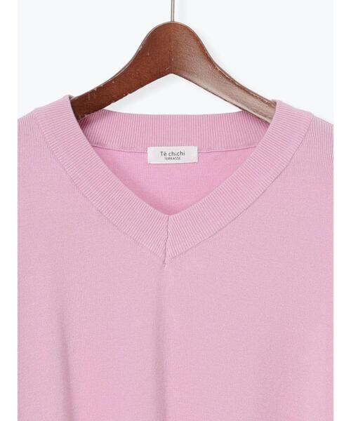Te chichi TERRASSE（テチチテラス）の「総針Vネックニット（ニット/セーター・レディース・オフホワイト/ピンク/グレー・F）」の13枚目の写真