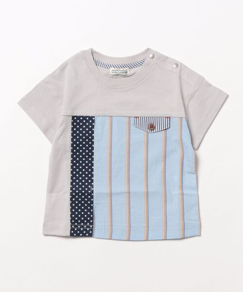 RAGMART（ラグマート）の「切り替えTシャツ（Tシャツ/カットソー・キッズ・グレー/カーキ/オフホワイト・95cm/90cm/80ｃｍ）」の2枚目の写真