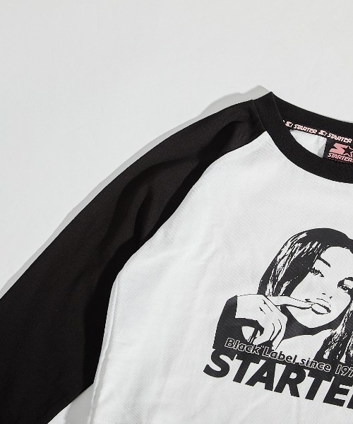 STARTER BLACK LABEL（スターターブラックレーベル）の「≪2サイズ展開/レディース≫STARTER BLACK LABEL 天竺ショート丈 ラグラン裾シャーリング ロングスリーブTシャツ（Tシャツ/カットソー・レディース・ホワイト×ブラック・MEDIUM/LARGE）」の5枚目の写真