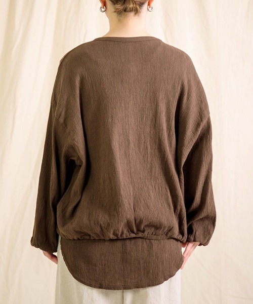 prit（プリット）の「[prit]  クレープロッキーバル ボリュームスリーブワンボタンボレロ（カーディガン/ボレロ・レディース・ブラック/ブラウン・FREE）」の9枚目の写真