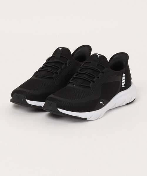 PUMA（プーマ）の「PUMA プーマ SOFTRIDE FLEX LACE EASE IN ALT WD【軽量】レディーススニーカー(ソフトライドフレックスレースイーズインALTワイド) 311996 01 ブラック/ホワイト（スニーカー・レディース・ブラック・25.0cm/24.5cm/24.0cm/23.5cm/23.0cm/22.5cm/22.0cm）」の4枚目の写真