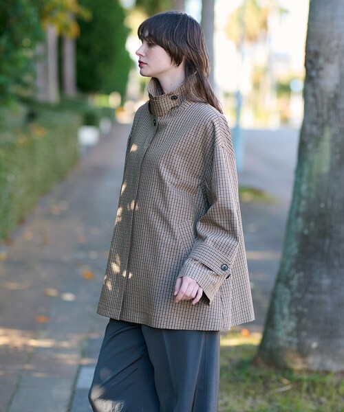 DRESSTERIOR(ドレステリア)の「【2WAY】Aラインチェックアウター(ステンカラーコート・レディース・キャメル・34/36/38)」の10枚目の写真