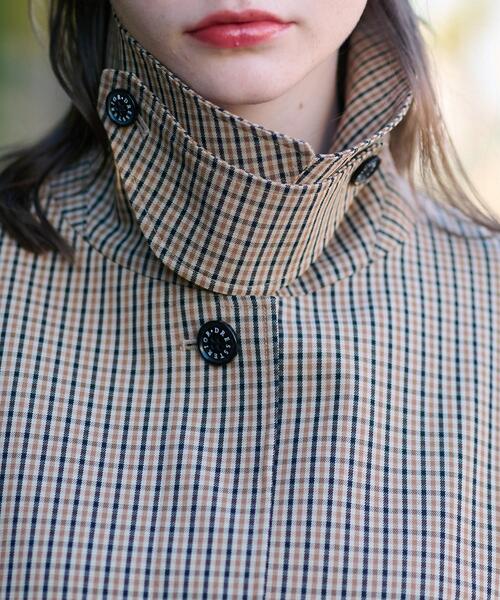 DRESSTERIOR(ドレステリア)の「【2WAY】Aラインチェックアウター(ステンカラーコート・レディース・キャメル・34/36/38)」の6枚目の写真