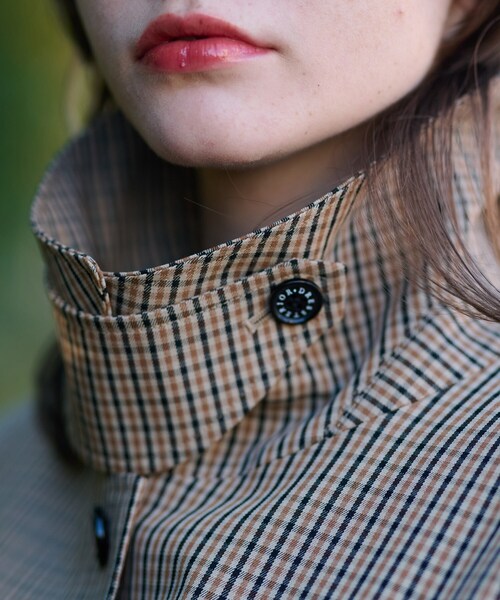 DRESSTERIOR(ドレステリア)の「【2WAY】Aラインチェックアウター(ステンカラーコート・レディース・キャメル・34/36/38)」の7枚目の写真