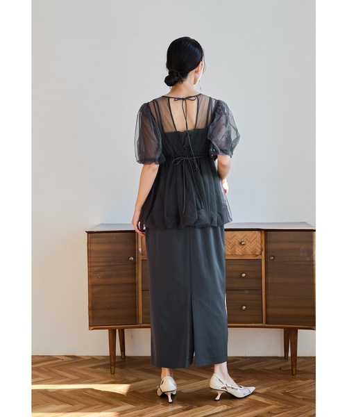 バルーンチュールレイヤードドレス パーティードレス