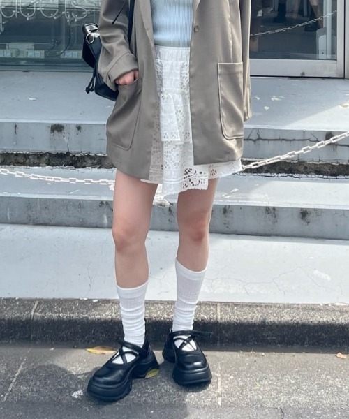 Kastane(カスタネ)の「*クロスストラップシューズ(その他シューズ・レディース・アイボリー/ブラック・39/38/37)」の2枚目の写真