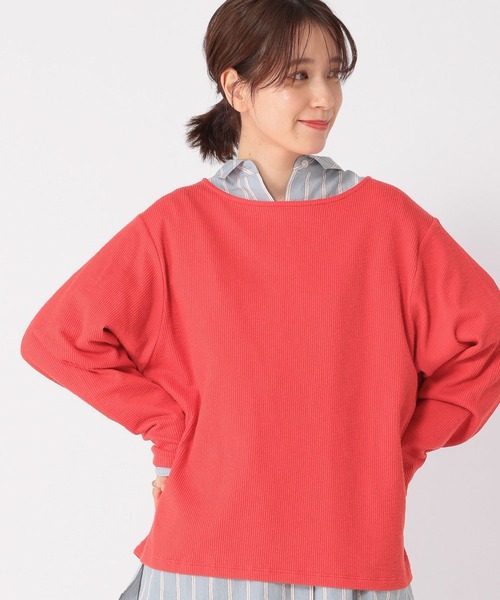 studio CLIP(スタディオクリップ)の「【ONKUL掲載商品】スラブテレコリブプルオーバー(Tシャツ/カットソー・レディース・レッド/ネイビー/オフホワイト/ライトブルー・FREE)」の4枚目の写真