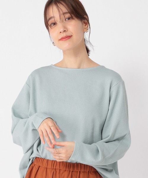 studio CLIP(スタディオクリップ)の「【ONKUL掲載商品】スラブテレコリブプルオーバー(Tシャツ/カットソー・レディース・レッド/ネイビー/オフホワイト/ライトブルー・FREE)」の3枚目の写真