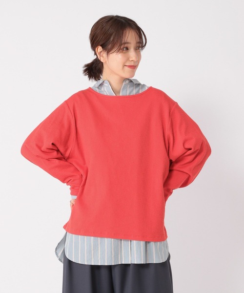 studio CLIP(スタディオクリップ)の「【ONKUL掲載商品】スラブテレコリブプルオーバー(Tシャツ/カットソー・レディース・レッド/ネイビー/オフホワイト/ライトブルー・FREE)」の5枚目の写真
