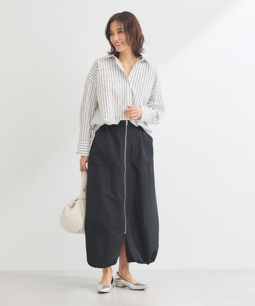 Green　Parks（グリーンパークス）の「フロントZipコクーンスカート（スカート・レディース・カーキ/ブラック/ベージュ・FREE）」の15枚目の写真