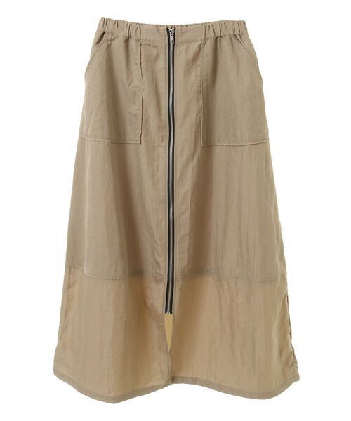 Green　Parks（グリーンパークス）の「フロントZipコクーンスカート（スカート・レディース・カーキ/ブラック/ベージュ・FREE）」の5枚目の写真