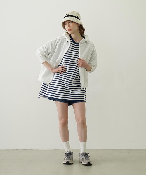 Ocean Pacific（オーシャンパシフィック）の「MILKFED. × OP RASH GUARD ZIP HOODIE（ラッシュガード・レディース・ネイビー/ブラック/ホワイト・ONE SIZE）」の5枚目の写真