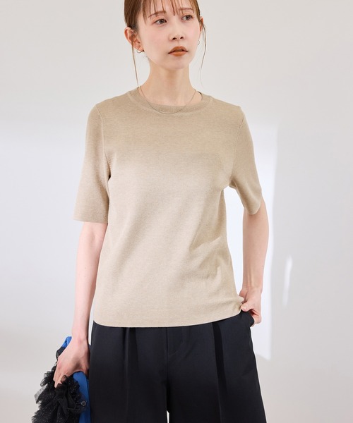 ROPE' PICNIC(ロペピクニック)の「【洗濯機OK】LEVITAハーフスリーブニットプルオーバー(ニット/セーター・レディース・その他2/ライトグレー/ベージュ・38)」の19枚目の写真