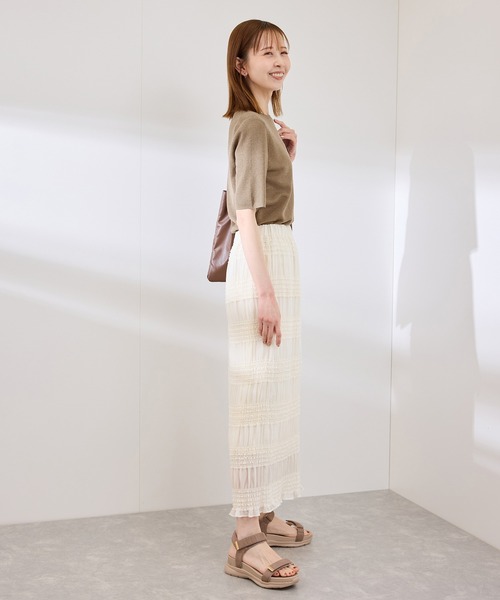 ROPE' PICNIC(ロペピクニック)の「【洗濯機OK】LEVITAハーフスリーブニットプルオーバー(ニット/セーター・レディース・その他2/ライトグレー/ベージュ・38)」の21枚目の写真