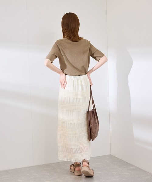 ROPE' PICNIC(ロペピクニック)の「【洗濯機OK】LEVITAハーフスリーブニットプルオーバー(ニット/セーター・レディース・その他2/ライトグレー/ベージュ・38)」の22枚目の写真