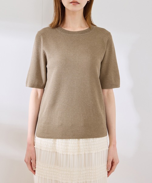 ROPE' PICNIC(ロペピクニック)の「【洗濯機OK】LEVITAハーフスリーブニットプルオーバー(ニット/セーター・レディース・その他2/ライトグレー/ベージュ・38)」の12枚目の写真