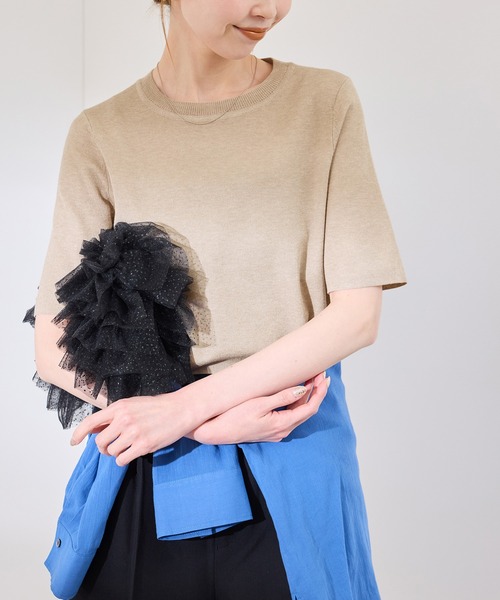 ニット セーター 「洗える」オーガニックコットンリブスリーブレスニット レディース ROPE' ニット セーター 「洗える」オーガニックコットンリブ