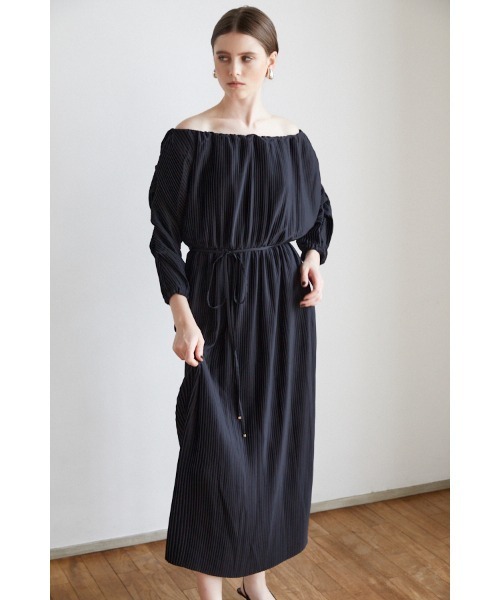 セール】Isabel Pleated Dress プリーツオフショルロングドレス
