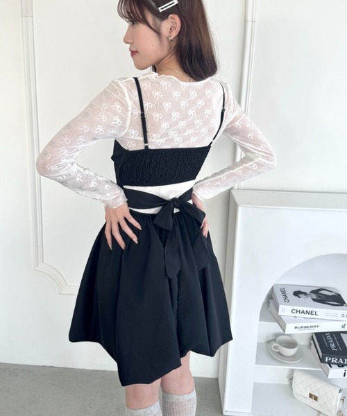 Loueme(ルエム)の「バックオープンリボンバルーンミニワンピ(ワンピース・レディース・ブラック/ホワイト・FREE)」の17枚目の写真