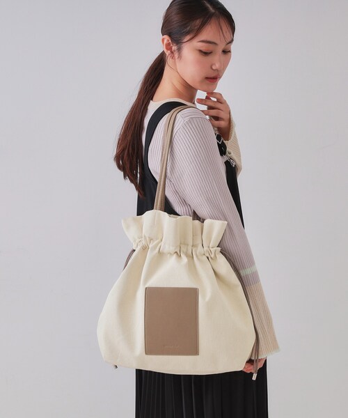 408♥suzu様order♥ころんと丸い＊巾着ラウンドトート＊ハンドメイド セール】【A4サイズ対応】巾着ドロストーリングトートバッグ（トート