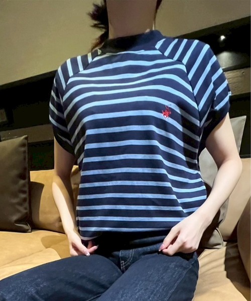 BEVERLY HILLS POLO CLUB(ビバリーヒルズポロクラブ)の「【BEVERLY HILLS POLO CLUB/ビバリーヒルズポロクラブ】ワンポイント刺繍 無地/ボーダー モックネックラグランTシャツ(Tシャツ/カットソー・レディース・その他3/その他2/その他1/ネイビー/スミクロ/オフホワイト・M)」の6枚目の写真