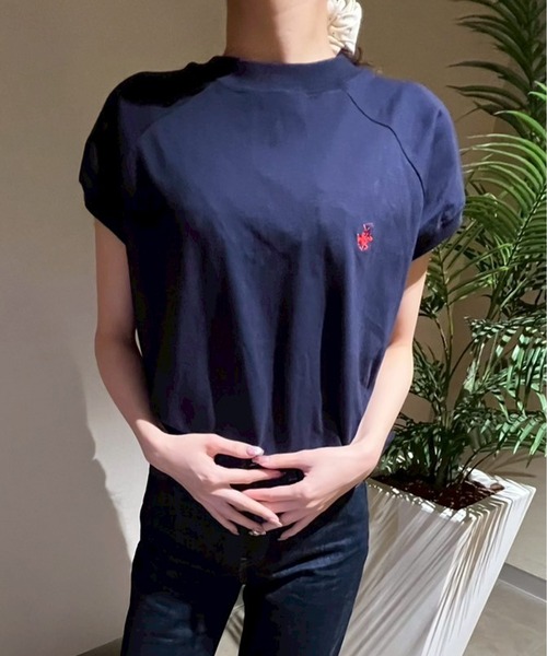 BEVERLY HILLS POLO CLUB(ビバリーヒルズポロクラブ)の「【BEVERLY HILLS POLO CLUB/ビバリーヒルズポロクラブ】ワンポイント刺繍 無地/ボーダー モックネックラグランTシャツ(Tシャツ/カットソー・レディース・その他3/その他2/その他1/ネイビー/スミクロ/オフホワイト・M)」の4枚目の写真