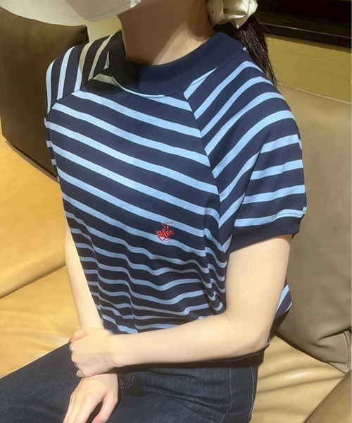 BEVERLY HILLS POLO CLUB(ビバリーヒルズポロクラブ)の「【BEVERLY HILLS POLO CLUB/ビバリーヒルズポロクラブ】ワンポイント刺繍 無地/ボーダー モックネックラグランTシャツ(Tシャツ/カットソー・レディース・その他3/その他2/その他1/ネイビー/スミクロ/オフホワイト・M)」の22枚目の写真