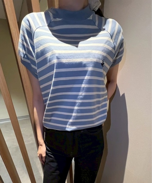 BEVERLY HILLS POLO CLUB(ビバリーヒルズポロクラブ)の「【BEVERLY HILLS POLO CLUB/ビバリーヒルズポロクラブ】ワンポイント刺繍 無地/ボーダー モックネックラグランTシャツ(Tシャツ/カットソー・レディース・その他3/その他2/その他1/ネイビー/スミクロ/オフホワイト・M)」の20枚目の写真