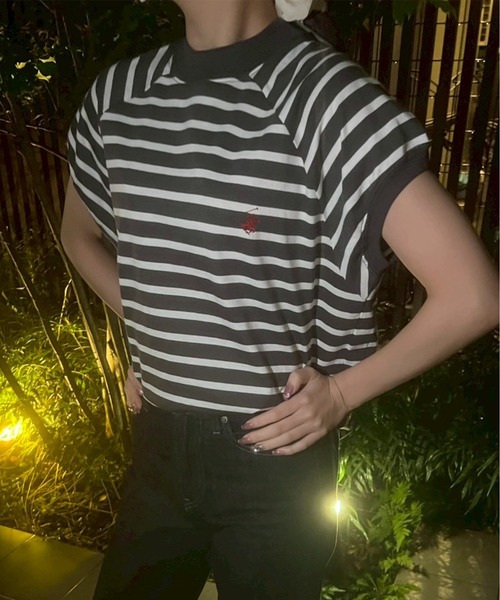 BEVERLY HILLS POLO CLUB(ビバリーヒルズポロクラブ)の「【BEVERLY HILLS POLO CLUB/ビバリーヒルズポロクラブ】ワンポイント刺繍 無地/ボーダー モックネックラグランTシャツ(Tシャツ/カットソー・レディース・その他3/その他2/その他1/ネイビー/スミクロ/オフホワイト・M)」の16枚目の写真