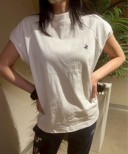 BEVERLY HILLS POLO CLUB(ビバリーヒルズポロクラブ)の「【BEVERLY HILLS POLO CLUB/ビバリーヒルズポロクラブ】ワンポイント刺繍 無地/ボーダー モックネックラグランTシャツ(Tシャツ/カットソー・レディース・その他3/その他2/その他1/ネイビー/スミクロ/オフホワイト・M)」の7枚目の写真