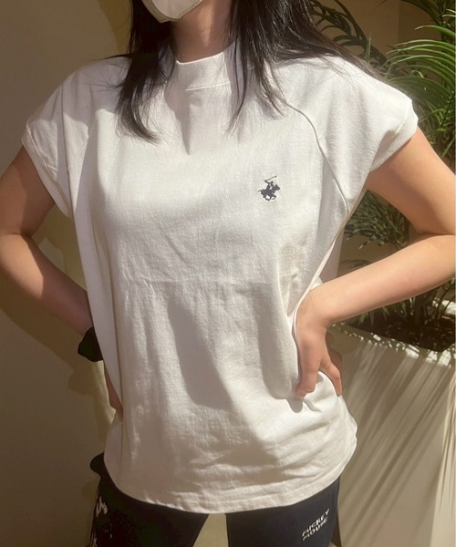 BEVERLY HILLS POLO CLUB(ビバリーヒルズポロクラブ)の「【BEVERLY HILLS POLO CLUB/ビバリーヒルズポロクラブ】ワンポイント刺繍 無地/ボーダー モックネックラグランTシャツ(Tシャツ/カットソー・レディース・その他3/その他2/その他1/ネイビー/スミクロ/オフホワイト・M)」の8枚目の写真