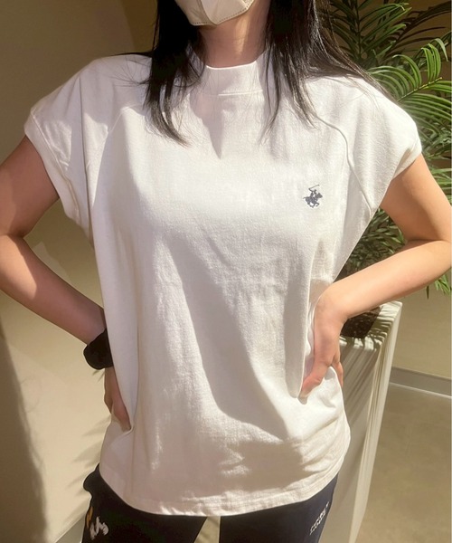 BEVERLY HILLS POLO CLUB(ビバリーヒルズポロクラブ)の「【BEVERLY HILLS POLO CLUB/ビバリーヒルズポロクラブ】ワンポイント刺繍 無地/ボーダー モックネックラグランTシャツ(Tシャツ/カットソー・レディース・その他3/その他2/その他1/ネイビー/スミクロ/オフホワイト・M)」の9枚目の写真