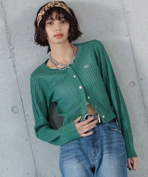 PAGEBOY（ページボーイ）の「シシュウロゴシアーリブカーディガン（カーディガン/ボレロ・レディース・ブラック/オフホワイト/モスグリーン/ピンク/ローズ系/ブルー系その他・FREE）」の19枚目の写真