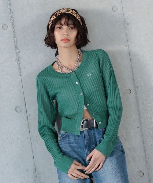 PAGEBOY（ページボーイ）の「シシュウロゴシアーリブカーディガン（カーディガン/ボレロ・レディース・ブラック/オフホワイト/モスグリーン/ピンク/ローズ系/ブルー系その他・FREE）」の18枚目の写真