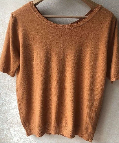 maison de LATIR（メゾンドラティール）の「前後2way機能夏服半袖サマーニット（Tシャツ/カットソー・レディース・ブラック/グリーン/ブラウン/ホワイト・ONESIZE）」の10枚目の写真