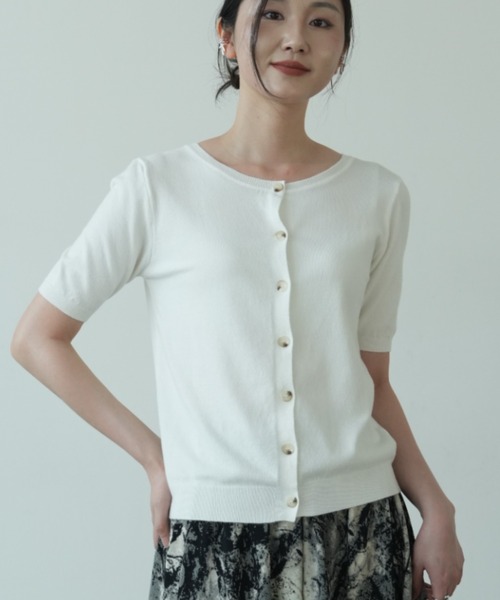 maison de LATIR（メゾンドラティール）の「前後2way機能夏服半袖サマーニット（Tシャツ/カットソー・レディース・ブラック/グリーン/ブラウン/ホワイト・ONESIZE）」の13枚目の写真