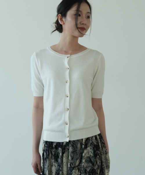 maison de LATIR（メゾンドラティール）の「前後2way機能夏服半袖サマーニット（Tシャツ/カットソー・レディース・ブラック/グリーン/ブラウン/ホワイト・ONESIZE）」の16枚目の写真