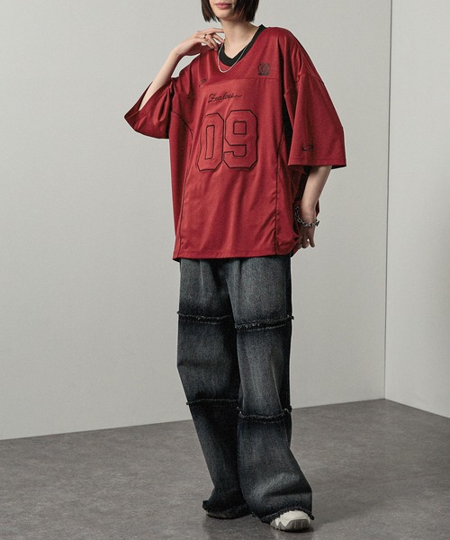 Alfred Alex】ゲームデザイン ナンバリング ビッグホッケーTシャツ（T