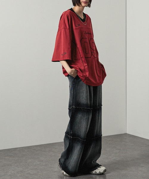 Alfred Alex】ゲームデザイン ナンバリング ビッグホッケーTシャツ（T